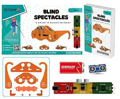 Blind Spectacles DIY Kit | Plug & Play STEM Kit with Power Block, Sonar Sensor, Buzzer & EVA Foam Glasses